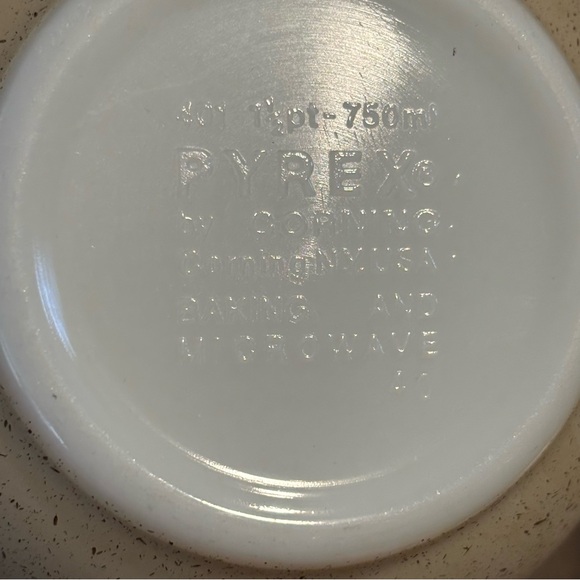 Vintage PYREX Homestead 1.5 Pint #401 MIXING BOWL Blue Speckled Beige Nesting - Picture 4 of 8